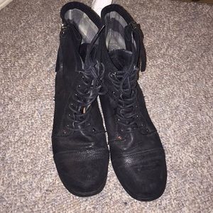 Black ankle combat boots